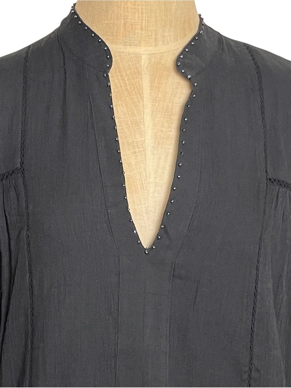Pomander Place Ophelia NWOT Black Cotton Gauze Resort Boho Mini Dress – Size M - Picture 4 of 13